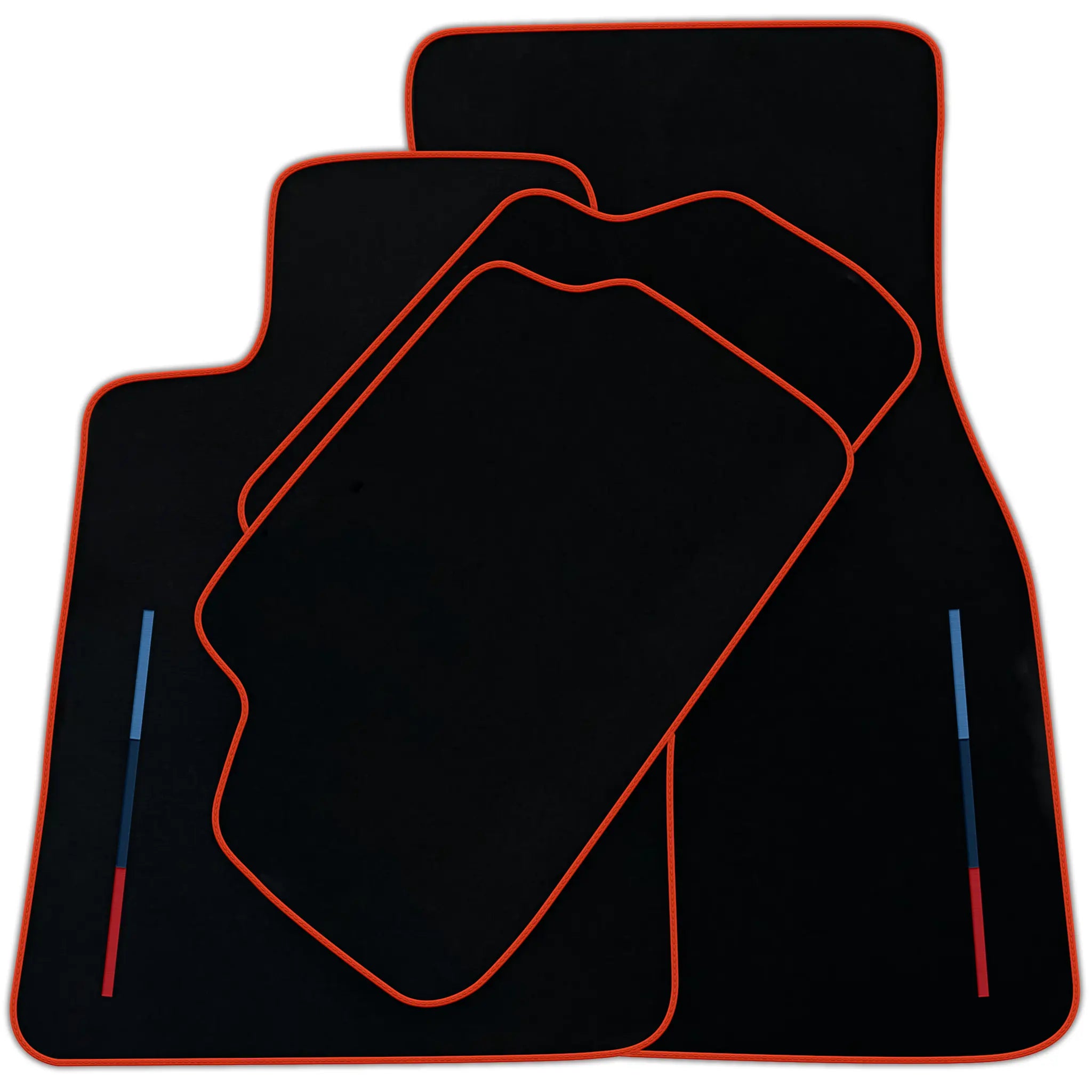 Black Floor Mats For BMW M6 E64 Convertible With 3 Color Stripes Tailored Set Perfect Fit | Various Trim Colors