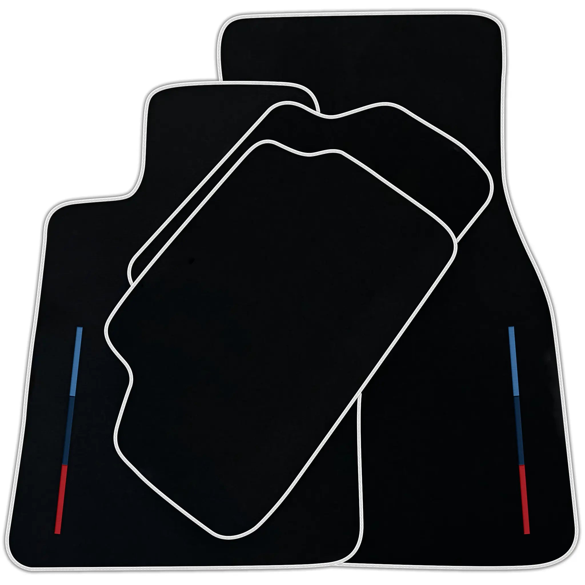 Black Floor Mats For BMW M6 E64 Convertible With 3 Color Stripes Tailored Set Perfect Fit | Various Trim Colors