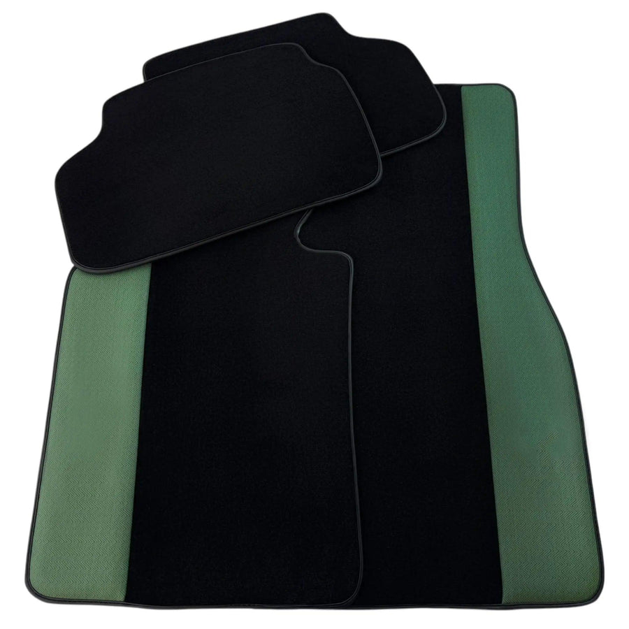 Black Floor Mats for BMW Gran Tourer F46 (2015-2022) 7 Seats | Green Leather Borders