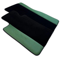 Black Floor Mats for BMW G60 (2023-2026) Sedan | Green Leather Borders