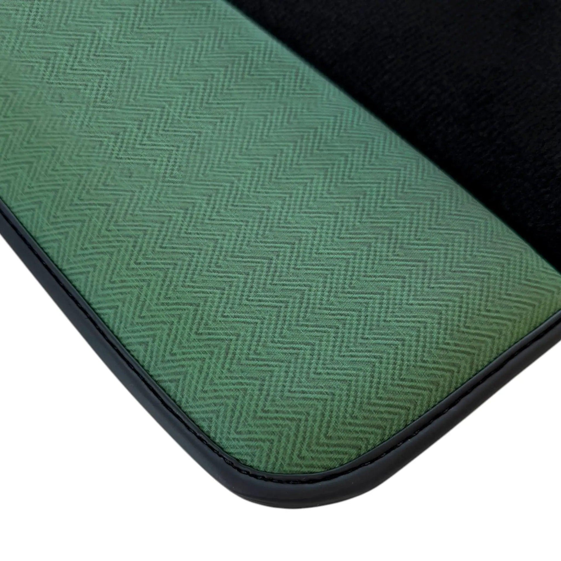 Black Floor Mats for BMW M5 G90 (2023-2026) Sedan | Green Leather Borders
