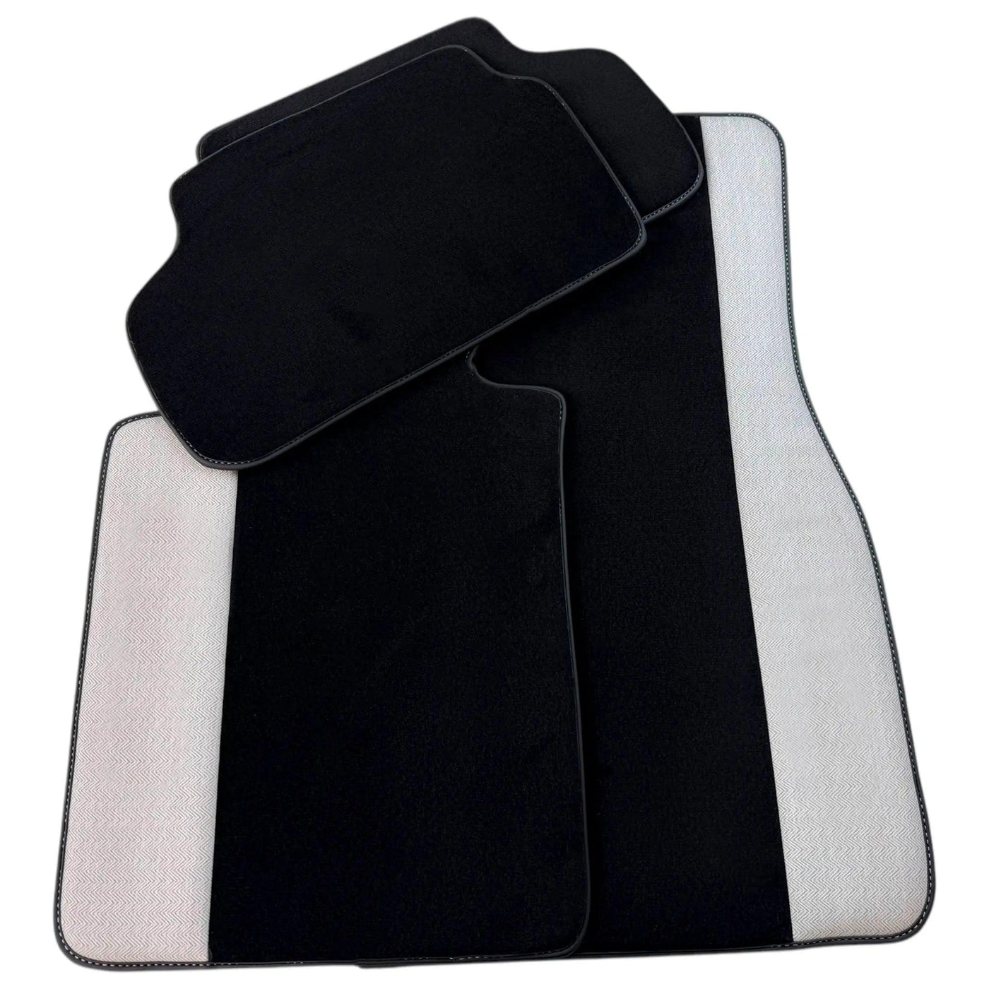 Black Floor Mats for BMW 1 Series F70 with Gray Leather Borders