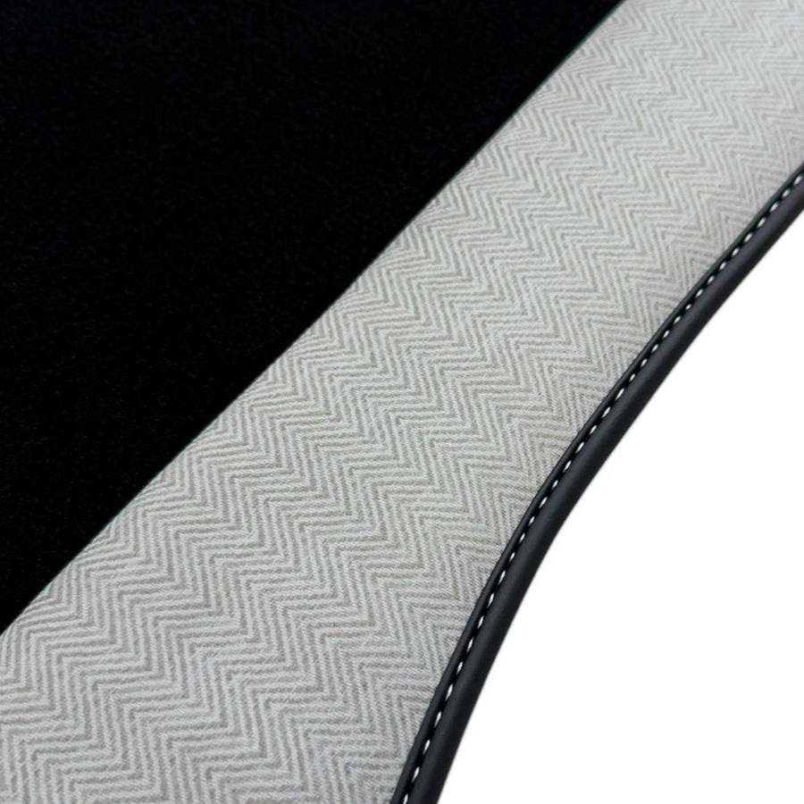 Black Floor Mats for BMW M5 G90 (2023-2026) Sedan with Gray Leather Borders