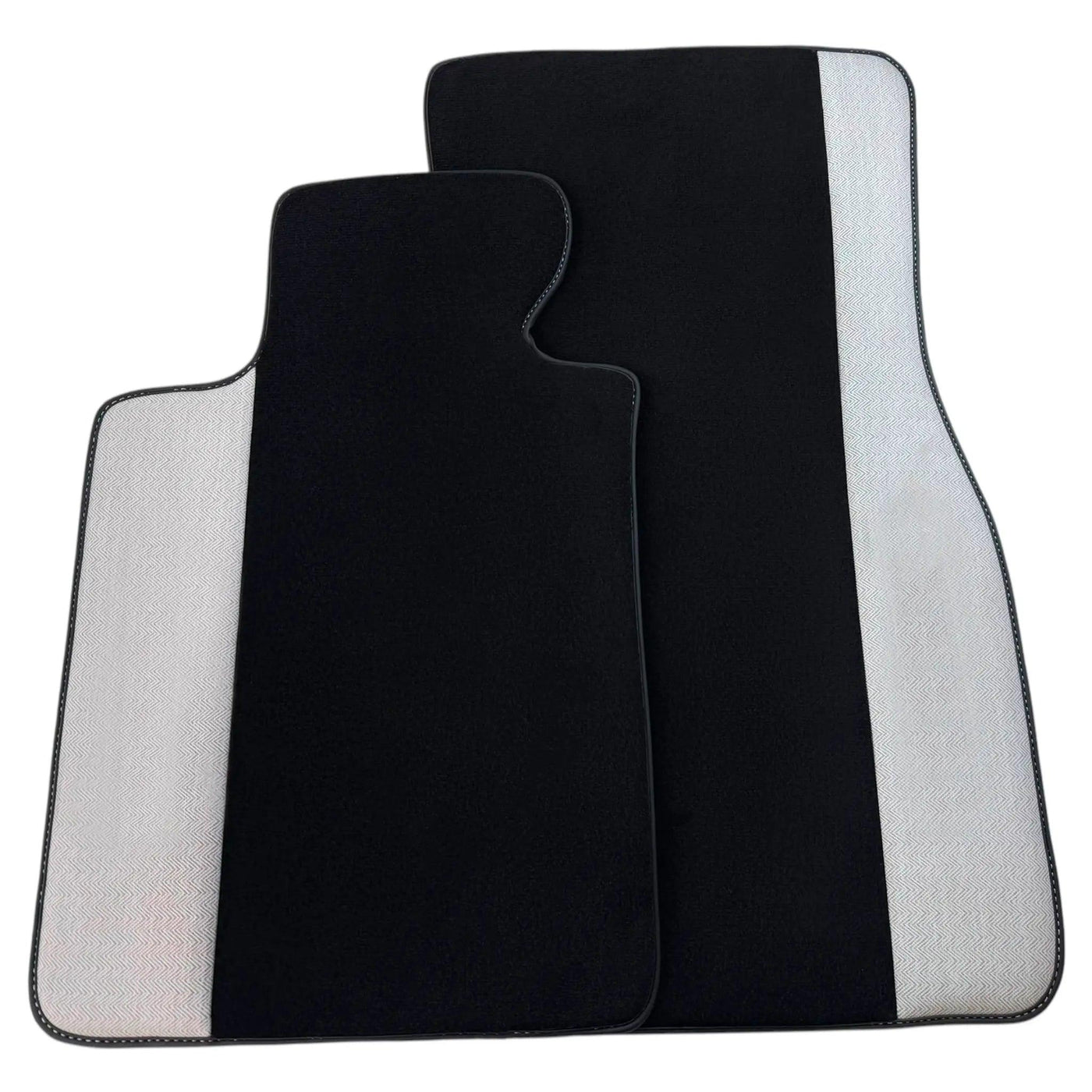 Black Floor Mats for BMW G60 (2023-2026) Sedan with Gray Leather Borders