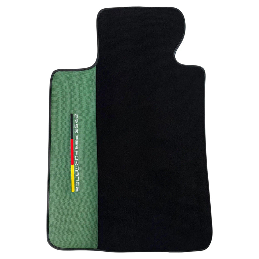 Black Floor Mats for BMW M5 G90 (2023-2026) Sedan with Green Leather ER56 Performance