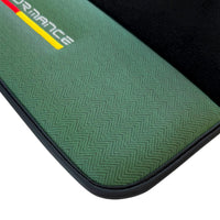 Black Floor Mats for BMW M5 G90 (2023-2026) Sedan with Green Leather ER56 Performance