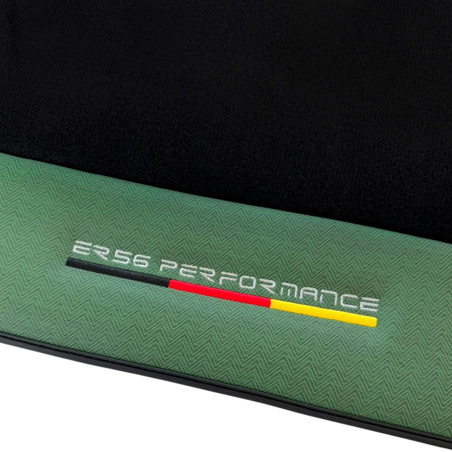 Black Floor Mats for BMW G61 (2023-2026) Touring with Green Leather ER56 Performance