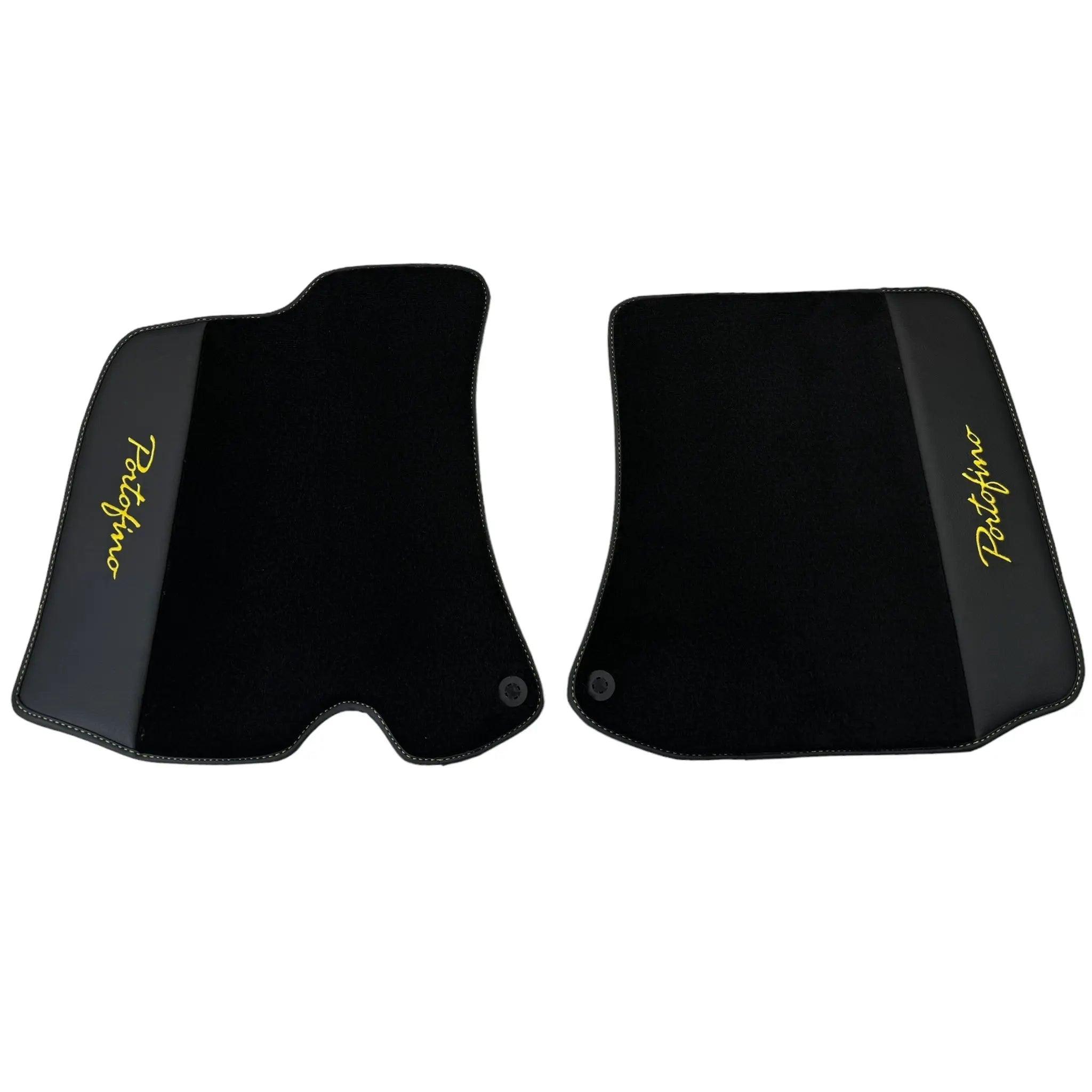 Black Floor Mats for Ferrari Portofino (2018-2023) with Leather - AutoWin