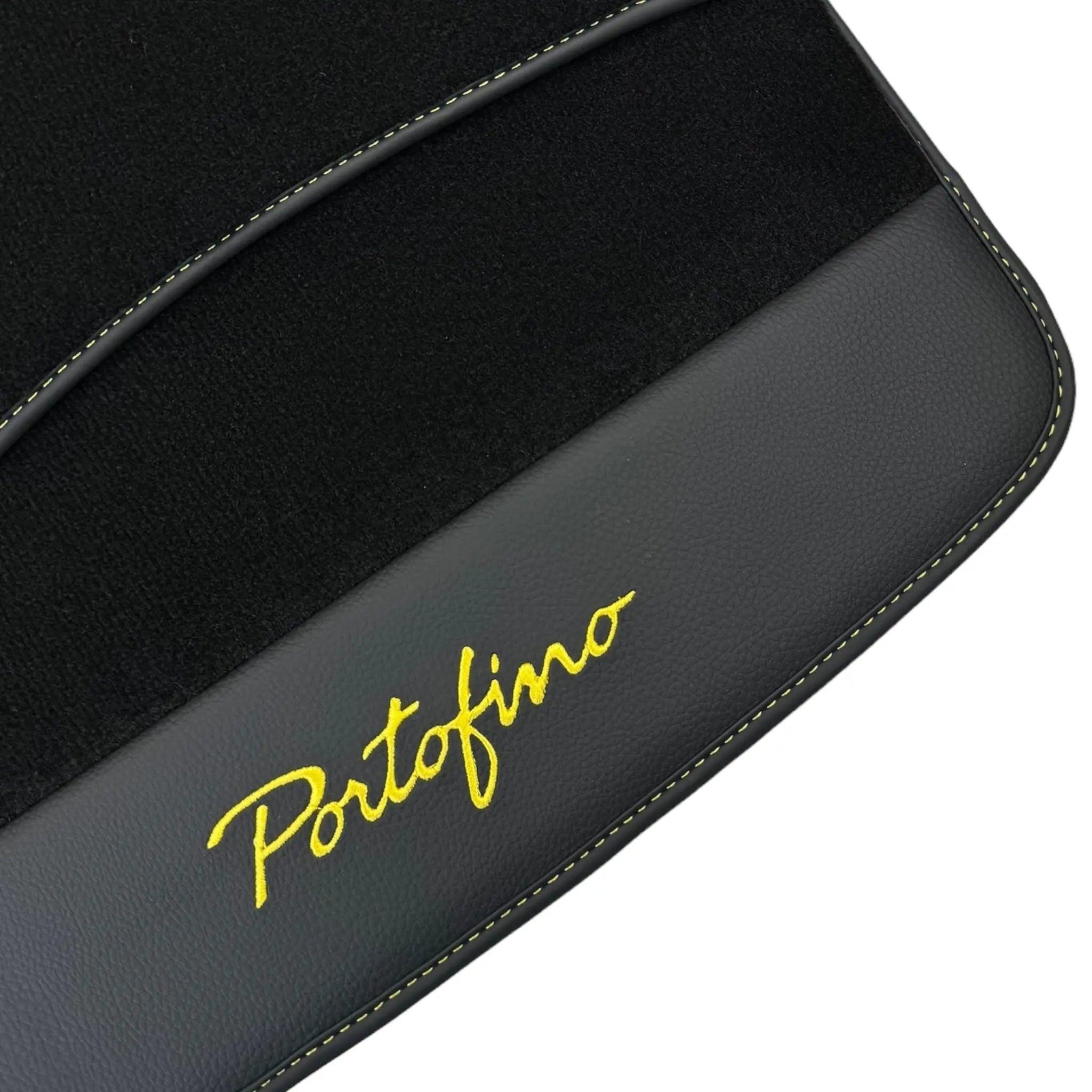Black Floor Mats for Ferrari Portofino (2018-2023) with Leather - AutoWin
