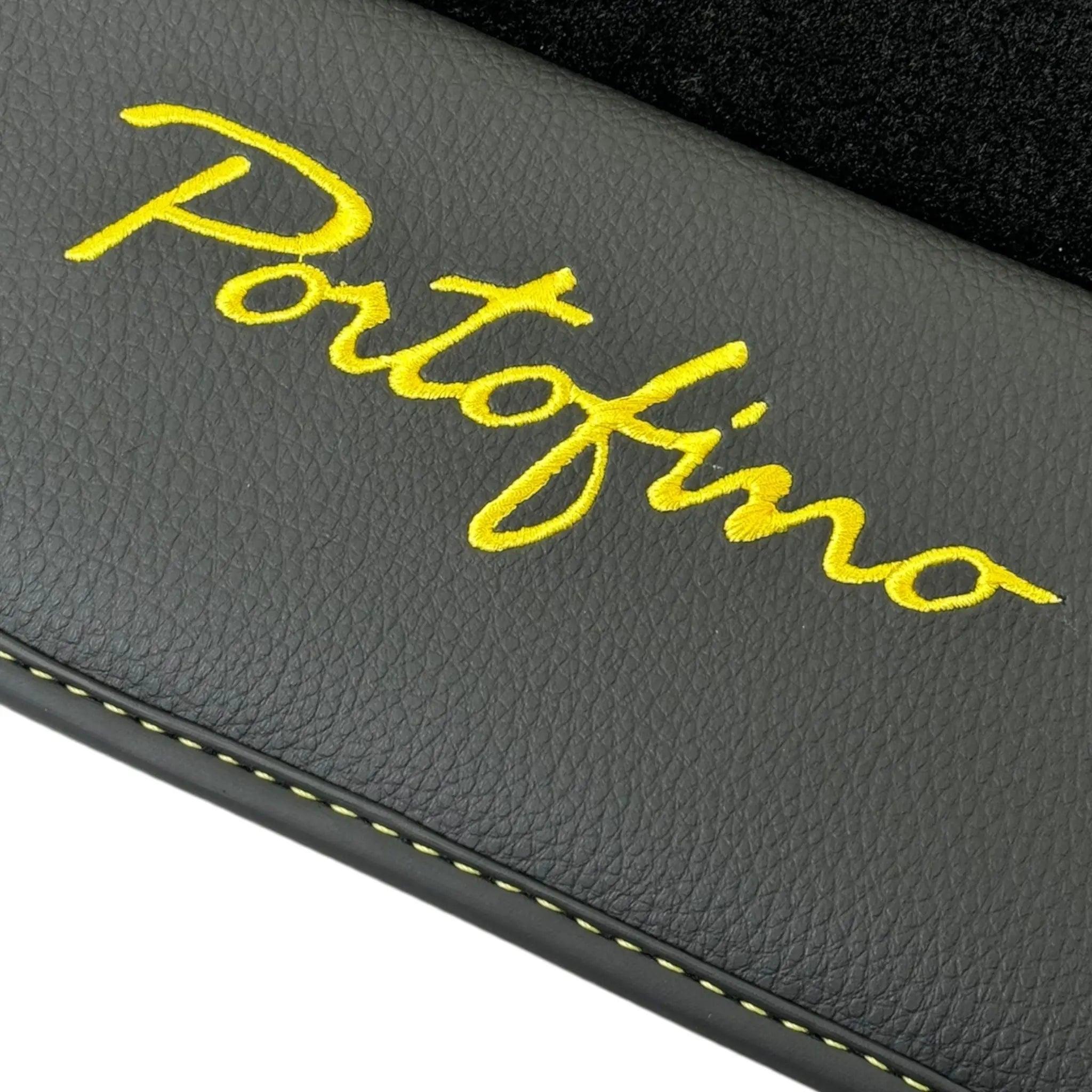 Black Floor Mats for Ferrari Portofino (2018-2023) with Leather - AutoWin