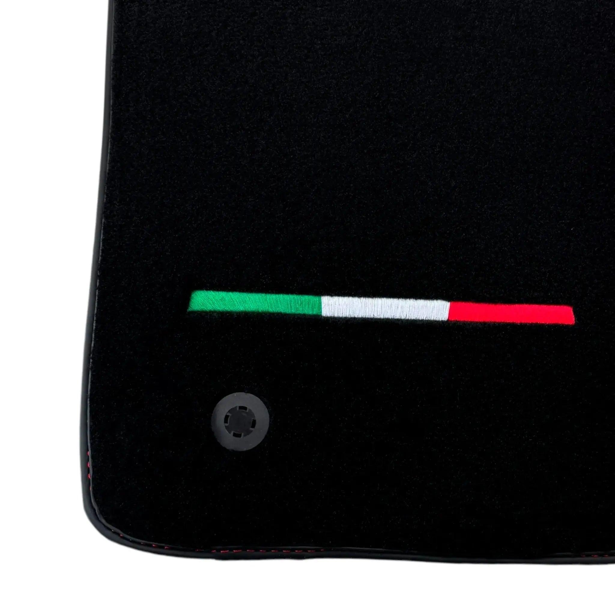 Black Floor Mats for Ferrari SF90 Stradale with Red Alcantara Borders | Italian Edition - AutoWin
