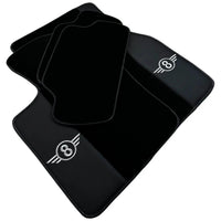 Black Floor Mats for Mini Cabrio F57 Convertible (2016-2023) with Leather - AutoWin