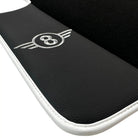 Black Floor Mats for Mini Cabrio F57 Convertible (2016-2023) with Leather | White Trim - AutoWin