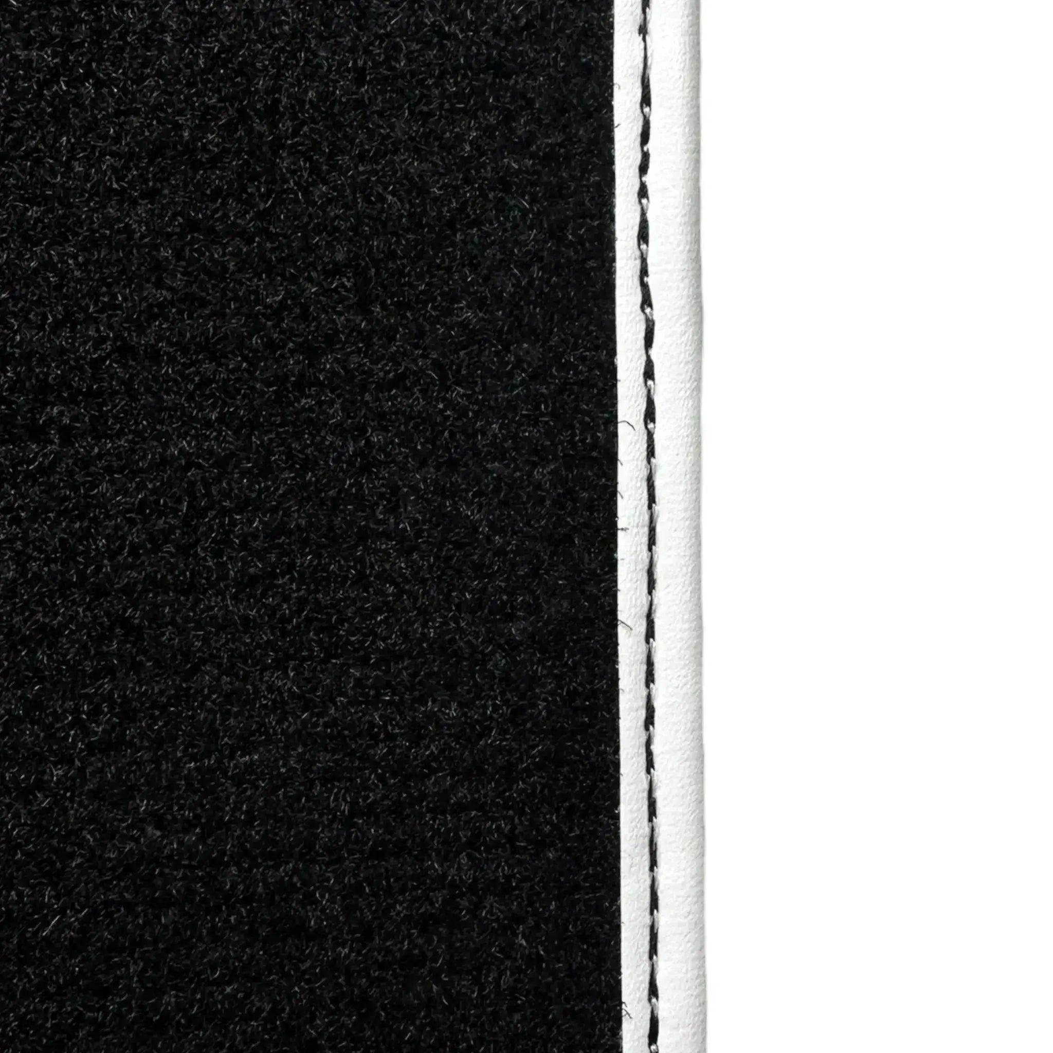 Black Floor Mats for Mini Cabrio R52 Convertible (2004-2009) with Leather | White Trim - AutoWin