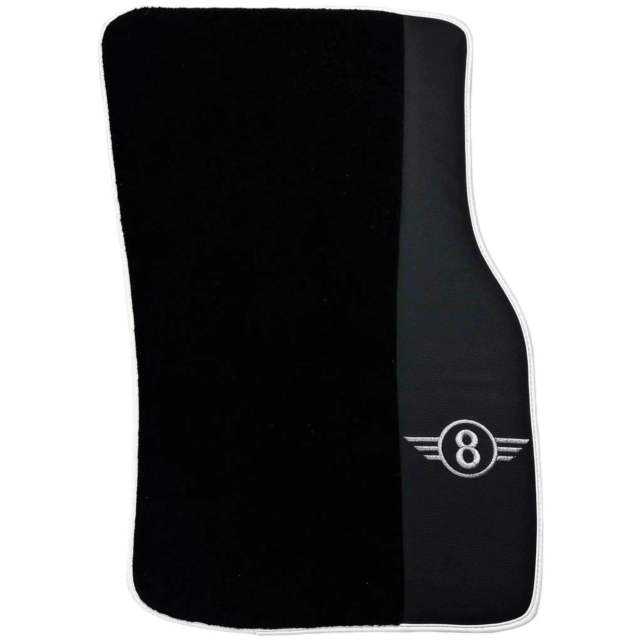 Black Floor Mats for Mini Cabrio R56 Convertible (2009-2016) with Leather | White Trim - AutoWin