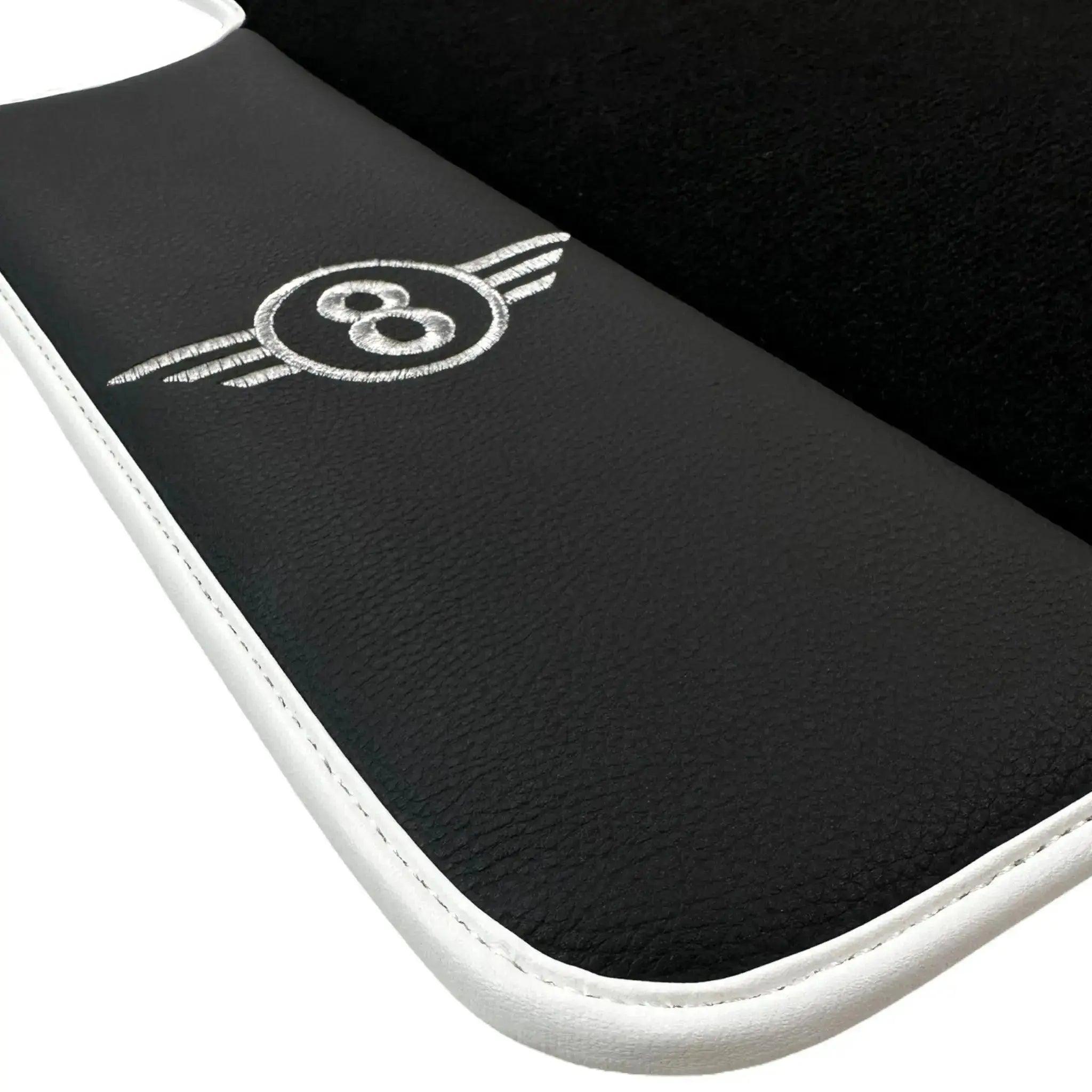 Black Floor Mats for Mini Cabrio R56 Convertible (2009-2016) with Leather | White Trim - AutoWin