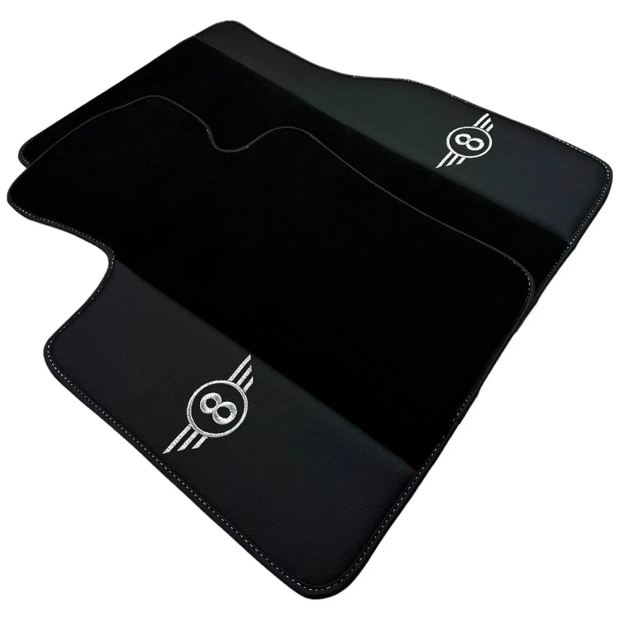Black Floor Mats for Mini Cabrio R57 Convertible (2009-2016) with Leather - AutoWin