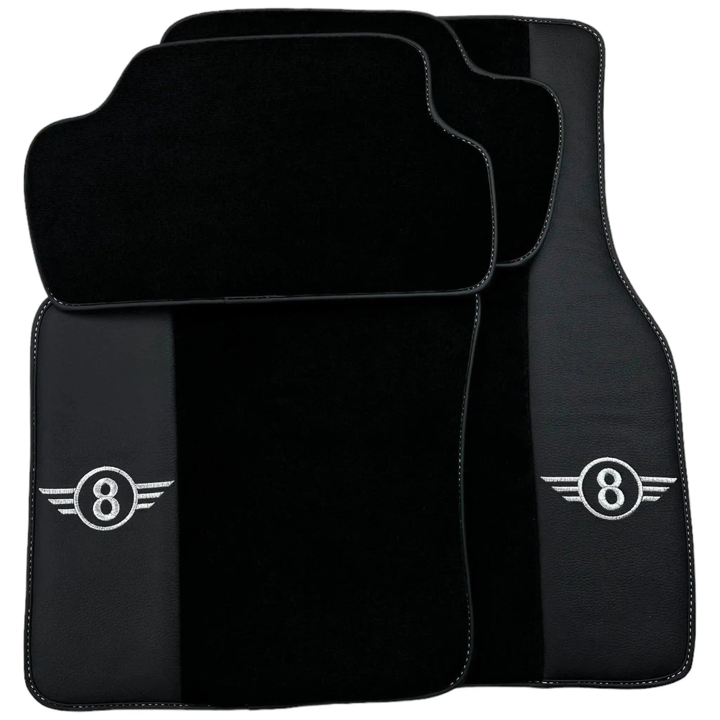 Black Floor Mats for Mini Clubman F54 (2015-2019) with Leather - AutoWin