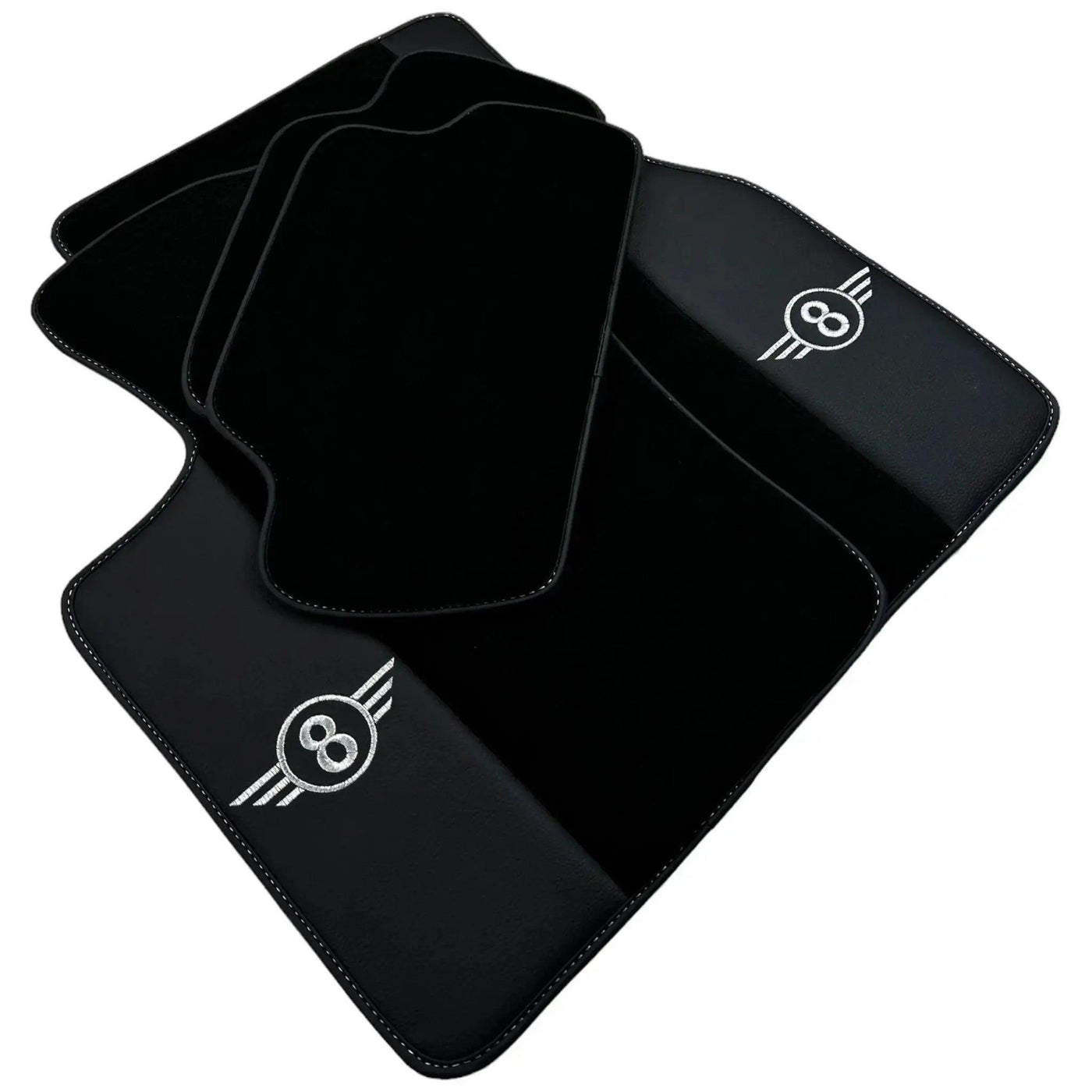 Black Floor Mats for Mini Clubman F54 (2015-2019) with Leather - AutoWin