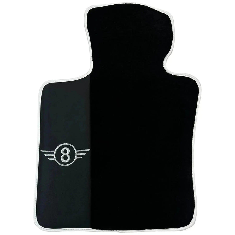 Black Floor Mats for Mini Clubman F54 (2015-2019) with Leather | White Trim - AutoWin