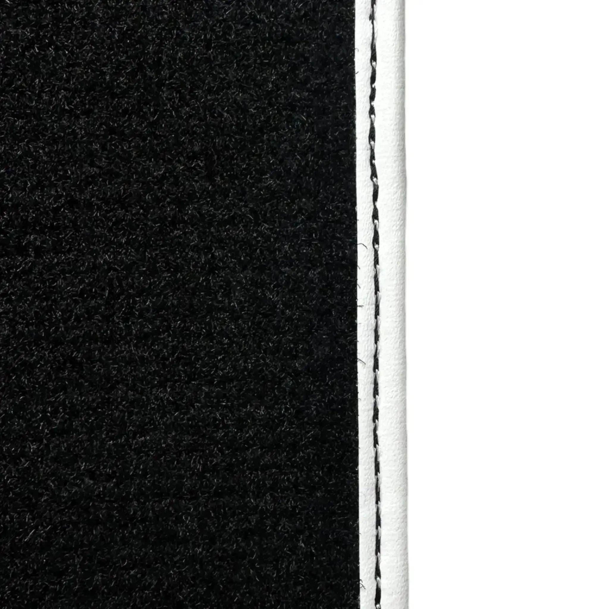 Black Floor Mats for Mini Clubman F54 (2015-2019) with Leather | White Trim - AutoWin