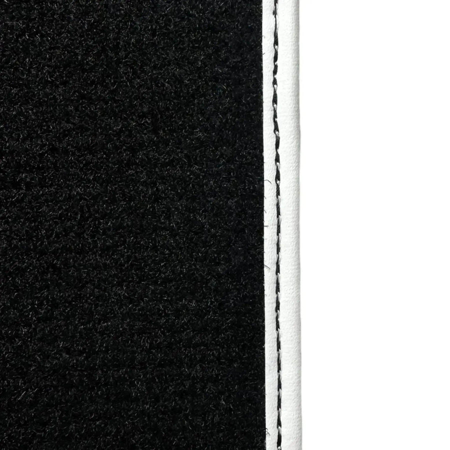 Black Floor Mats for Mini Clubman F54 (2015-2019) with Leather | White Trim - AutoWin