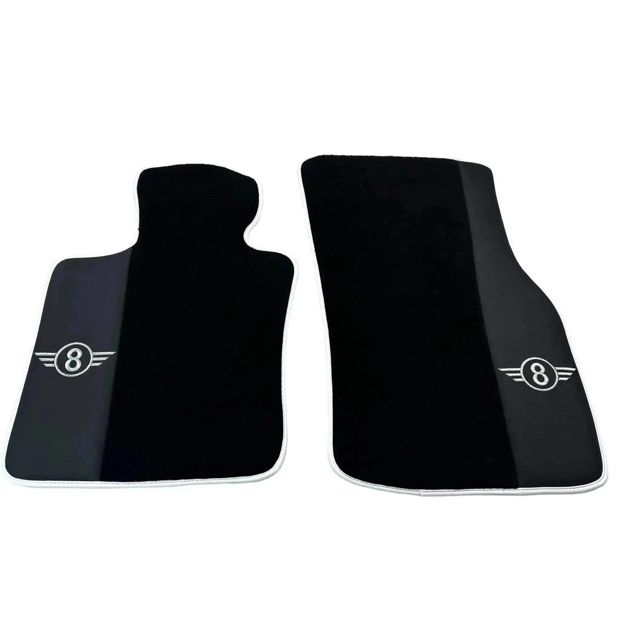 Black Floor Mats for Mini Clubman F54 (2019-2023) with Leather | White Trim - AutoWin