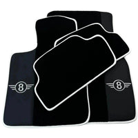 Black Floor Mats for Mini Clubman R55 (2007-2015) with Leather | White Trim - AutoWin