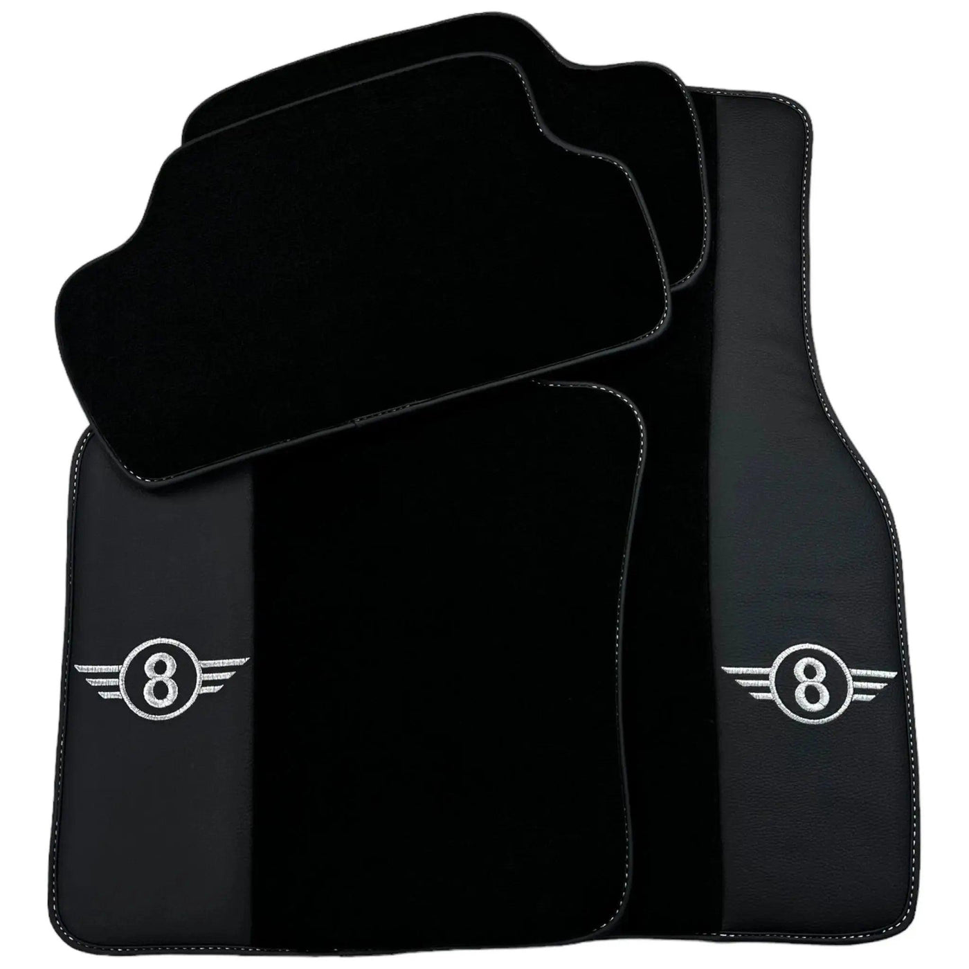 Black Floor Mats for Mini Countryman F60 Hybrid (2020-2023) with Leather - AutoWin