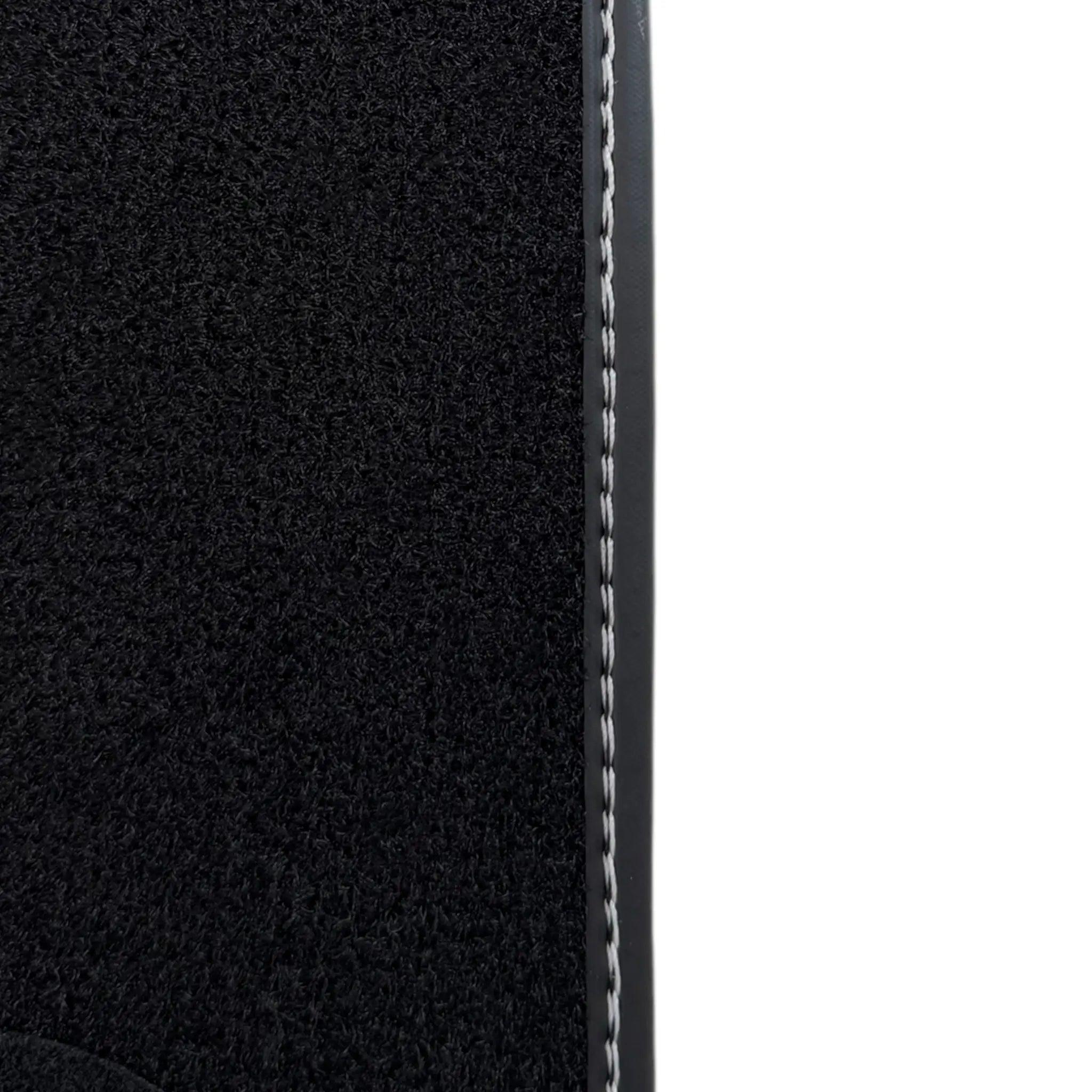 Black Floor Mats for Rolls Royce Phantom VIII 2017-2024 with Gray Leather Borders