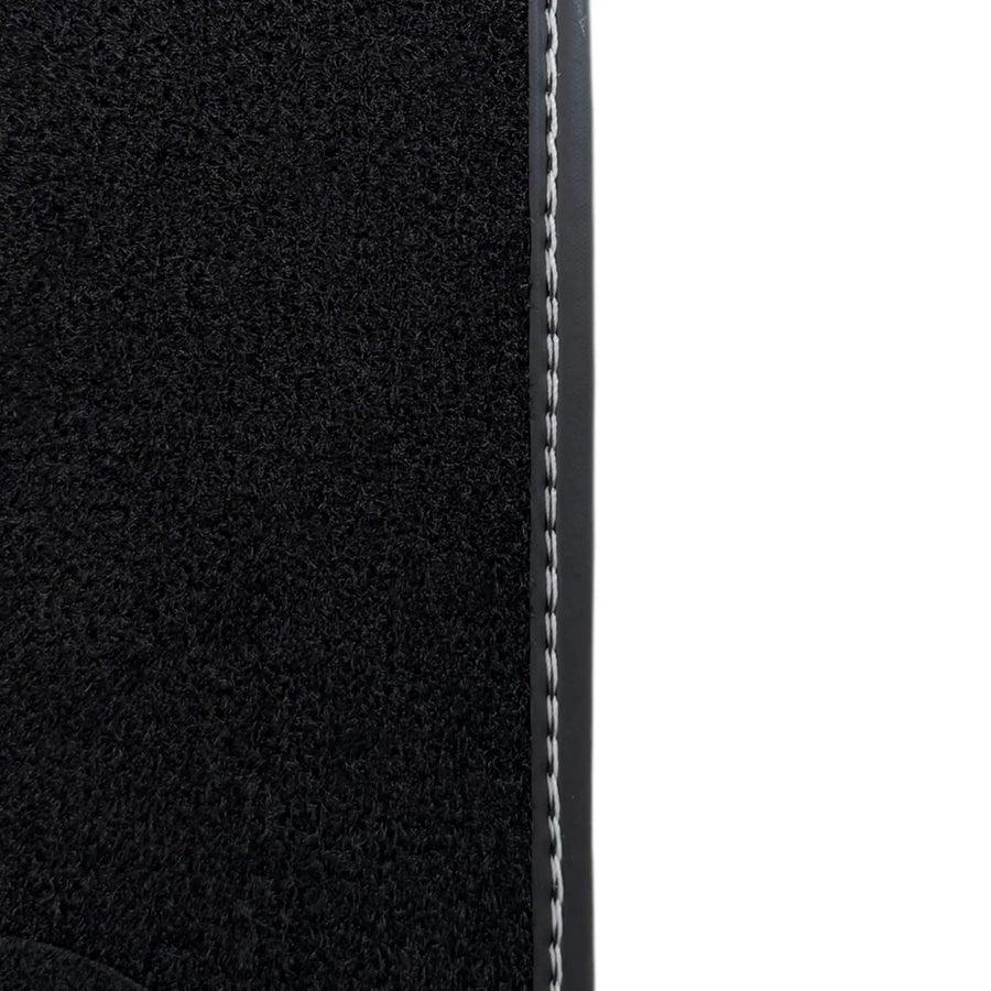 Black Floor Mats for Rolls Royce Shadow 1965-1977 with Gray Leather Borders