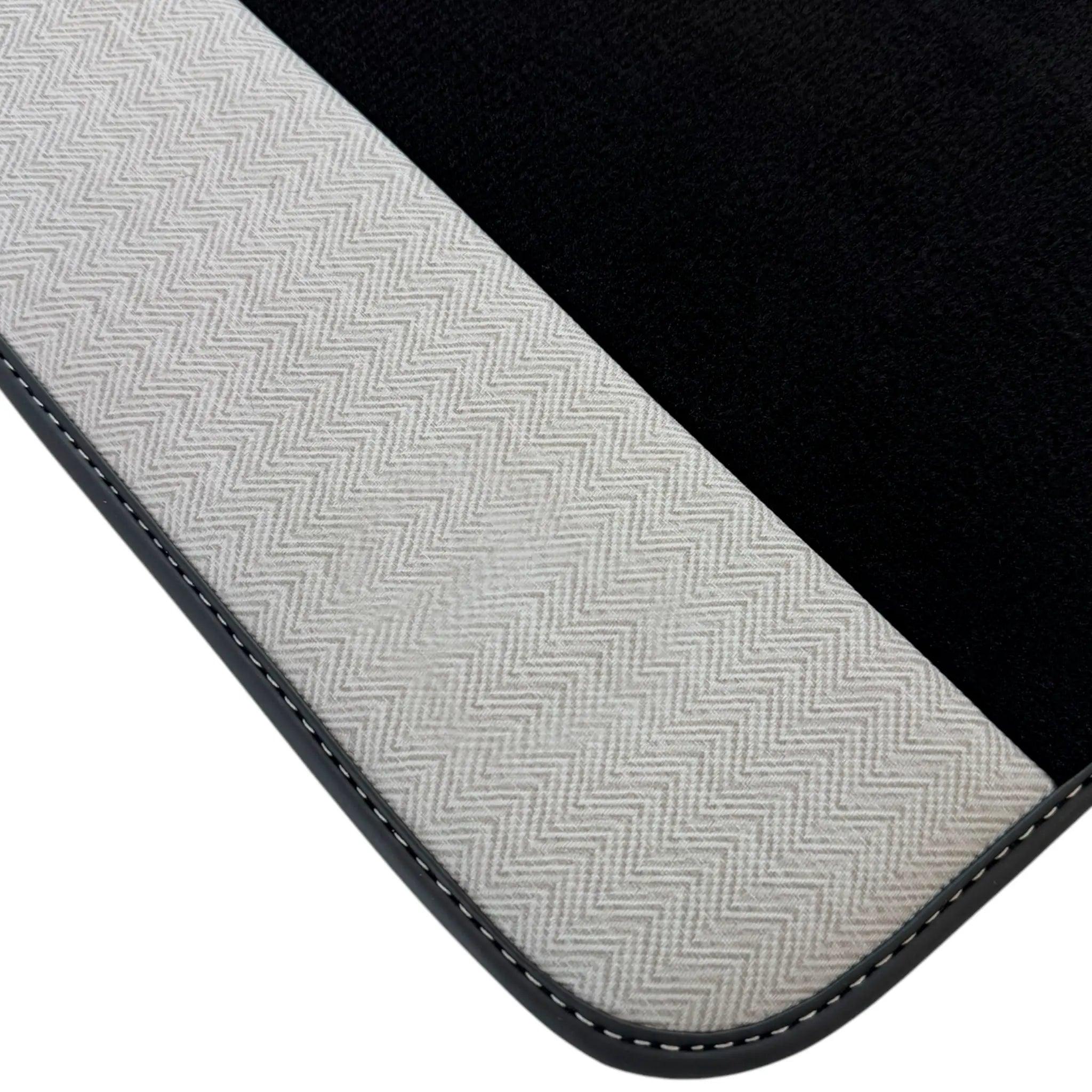 Black Floor Mats for Rolls Royce Spectre 2023-2024 with Gray Leather Borders