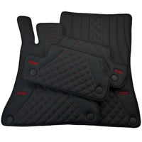 Black Leather Floor Mats For Mercedes Benz C-Class S206 Wagon (2021-2023) Hybrid | ER56 Design - AutoWin
