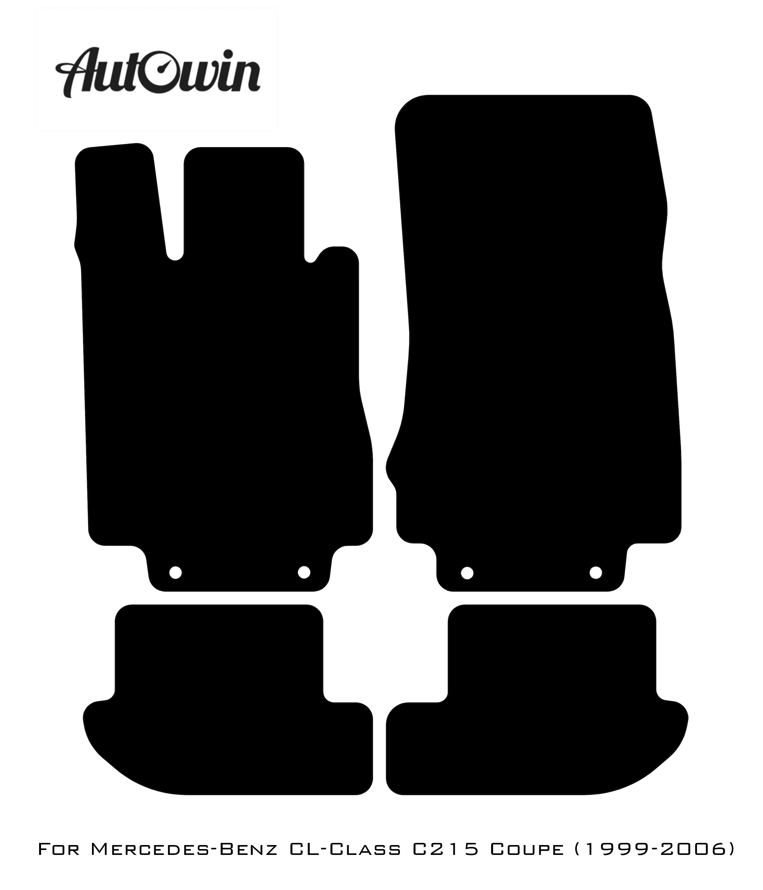 Black Leather Floor Mats For Mercedes Benz CL-Class C215 Coupe (1999-2006) | ER56 Design - AutoWin
