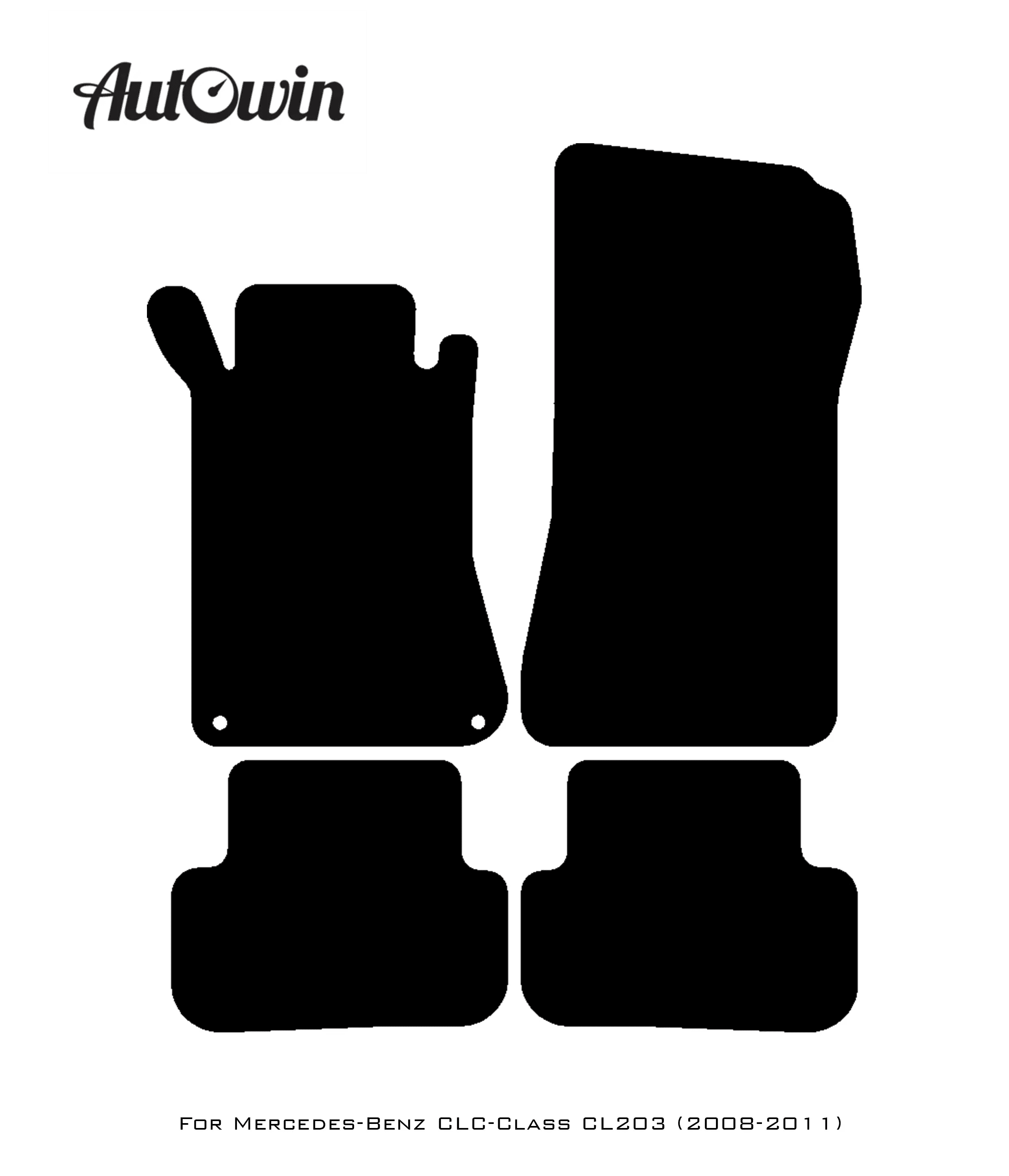 Black Leather Floor Mats For Mercedes Benz CLC-Class CL203 (2008 - 2011) | ER56 Design - AutoWin