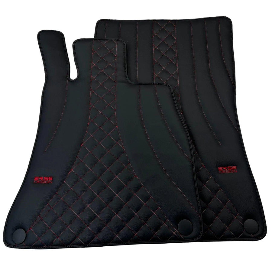 Black Leather Floor Mats For Mercedes Benz CLK-Class C209 Coupe (2002-2009) | ER56 Design - AutoWin