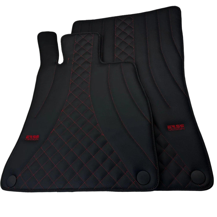 Black Leather Floor Mats For Mercedes Benz CLK-Class C209 Coupe (2002-2009) | ER56 Design - AutoWin
