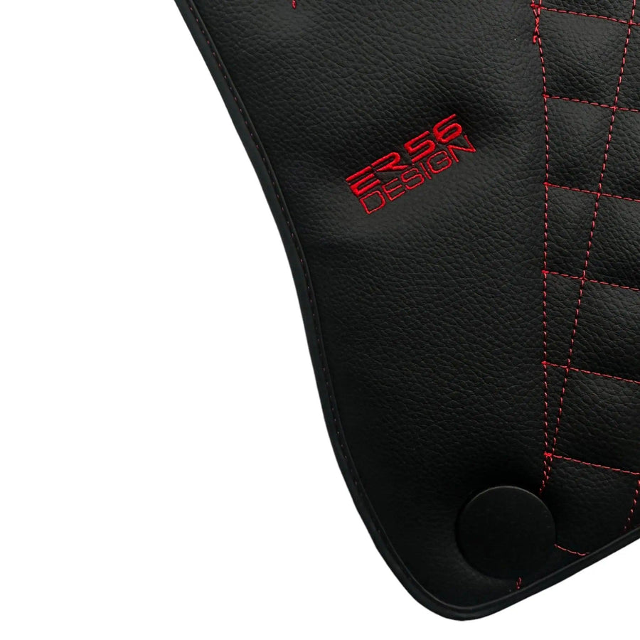 Black Leather Floor Mats For Mercedes Benz CLK-Class C209 Coupe (2002-2009) | ER56 Design - AutoWin
