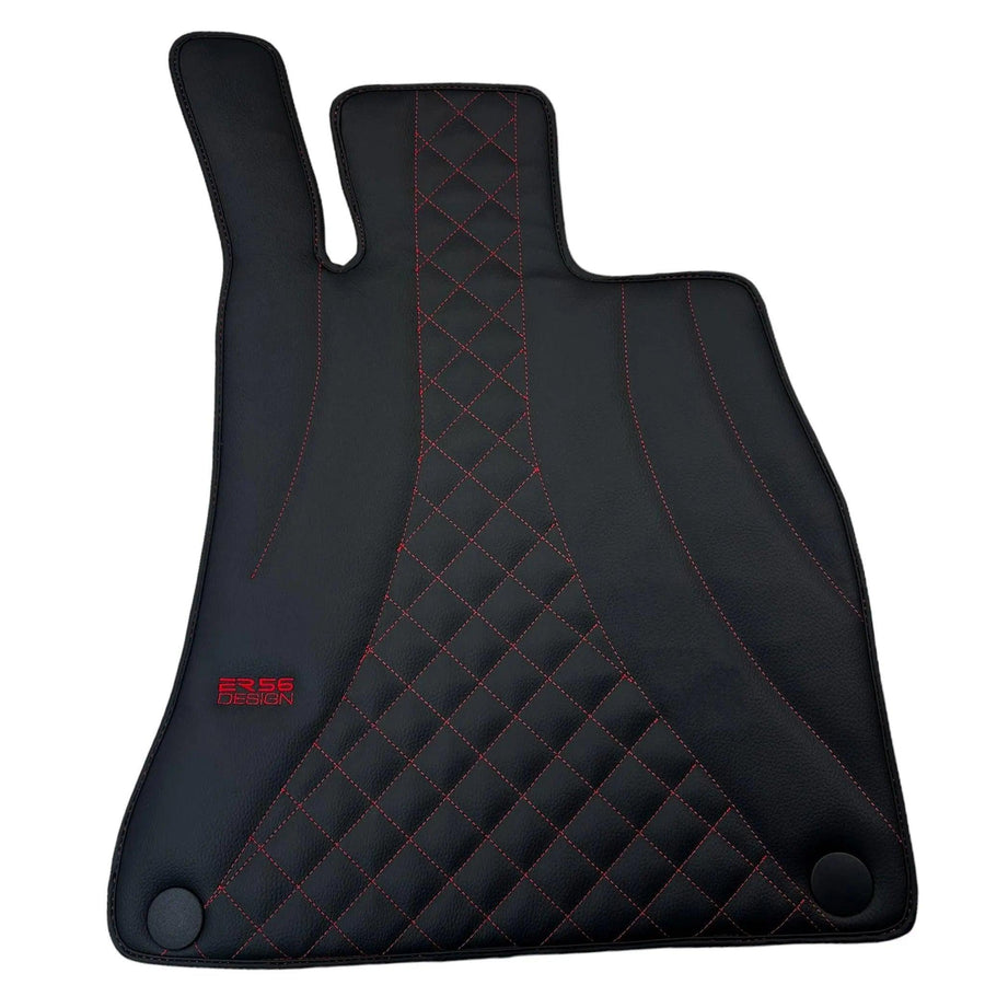 Black Leather Floor Mats For Mercedes Benz CLK-Class C209 Coupe (2002-2009) | ER56 Design - AutoWin