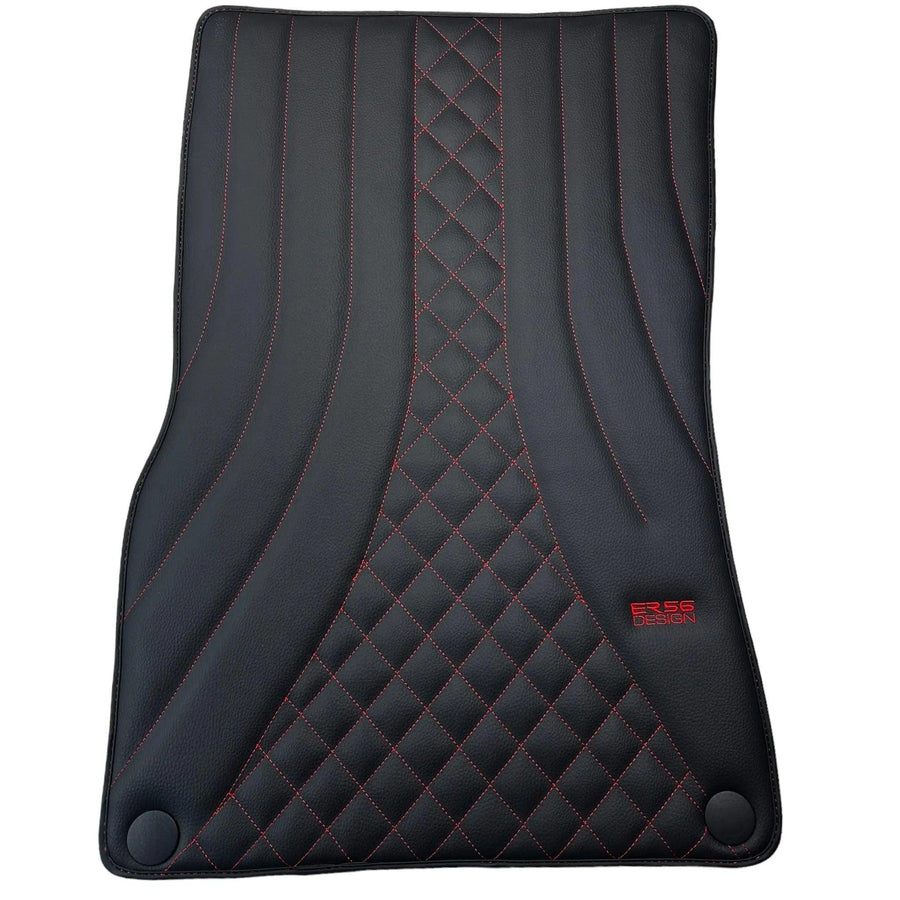 Black Leather Floor Mats For Mercedes Benz CLK-Class C209 Coupe (2002-2009) | ER56 Design - AutoWin