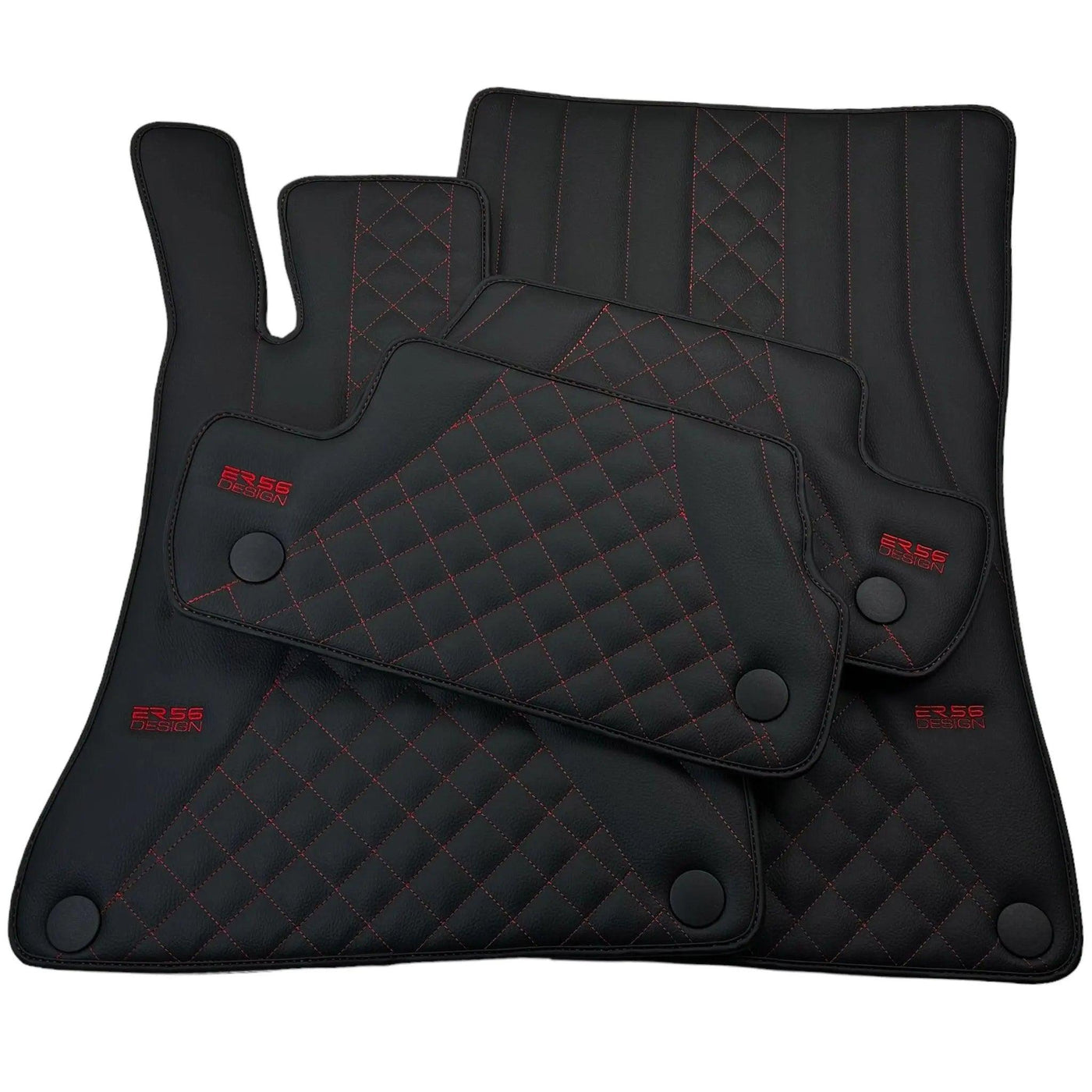 Black Leather Floor Mats For Mercedes Benz CLS-Class X218 Shooting Brake Facelift (2014-2018) | ER56 Design - AutoWin