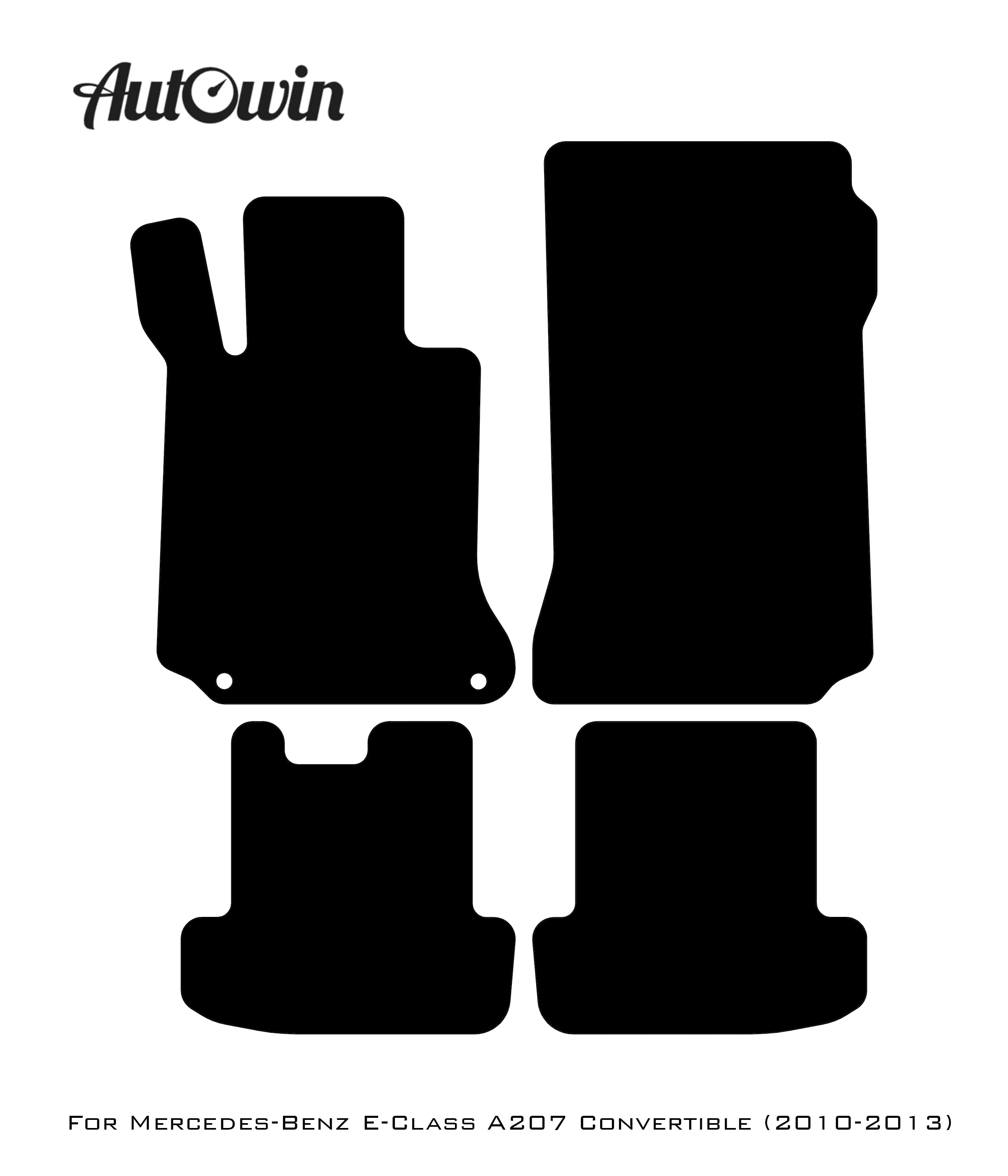 Black Leather Floor Mats For Mercedes Benz E-Class A207 Convertible (2010-2013) | ER56 Design - AutoWin