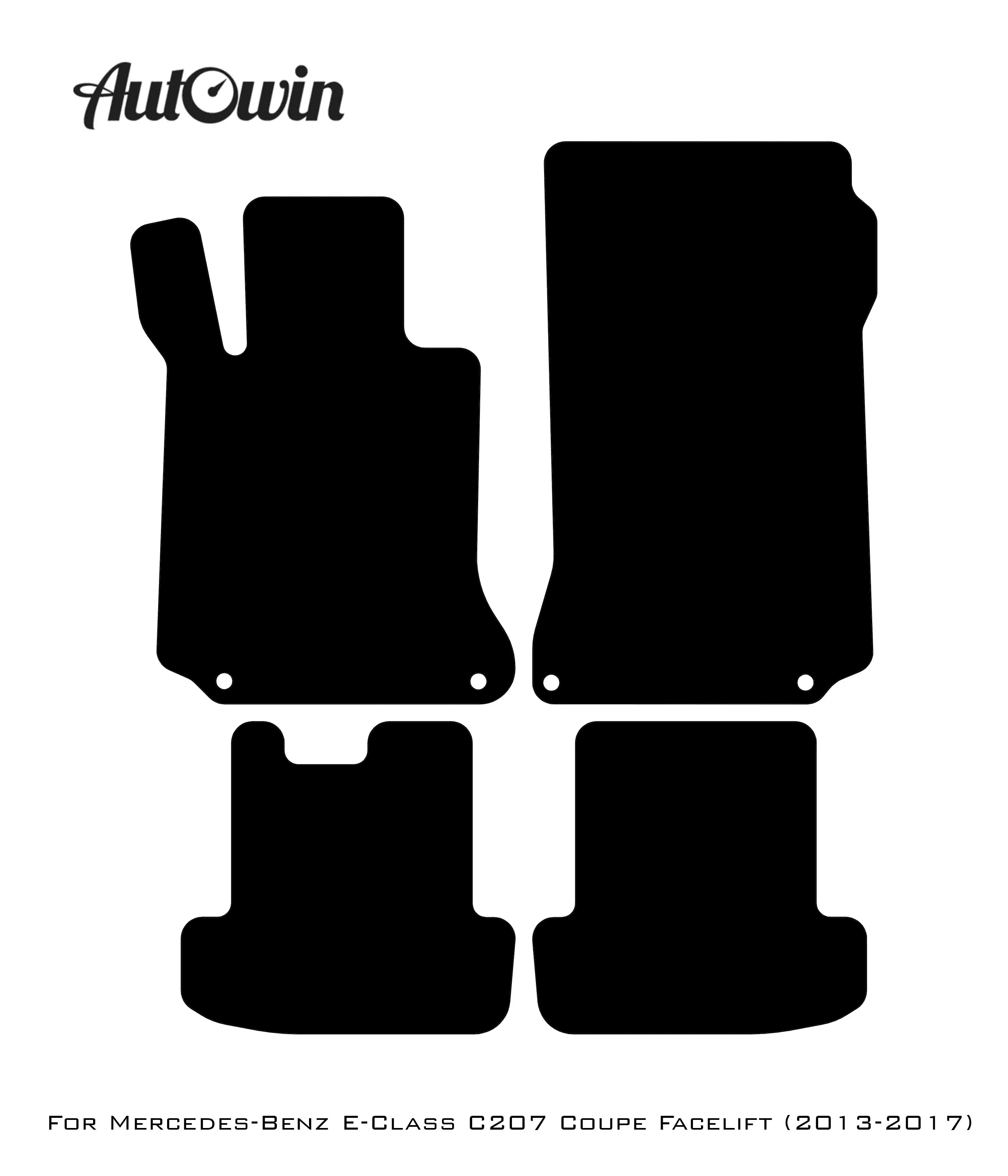 Black Leather Floor Mats For Mercedes Benz E-Class C207 Coupe Facelift (2013-2017) | ER56 Design - AutoWin