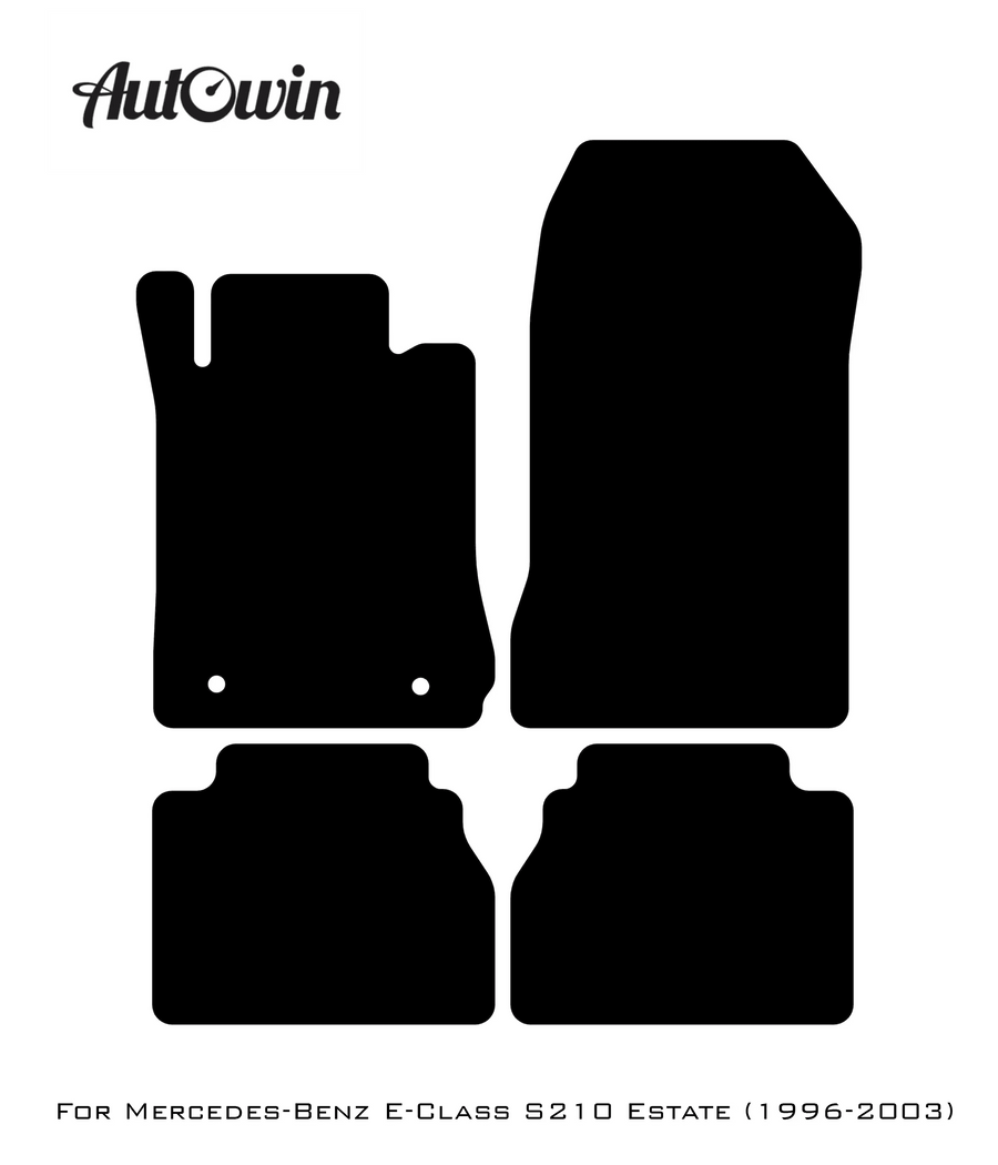 Black Leather Floor Mats For Mercedes Benz E-Class S210 Estate (1996-2003) | ER56 Design - AutoWin