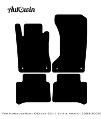 Black Leather Floor Mats For Mercedes Benz E-Class S211 Estate 4Matic (2003-2009) | ER56 Design - AutoWin