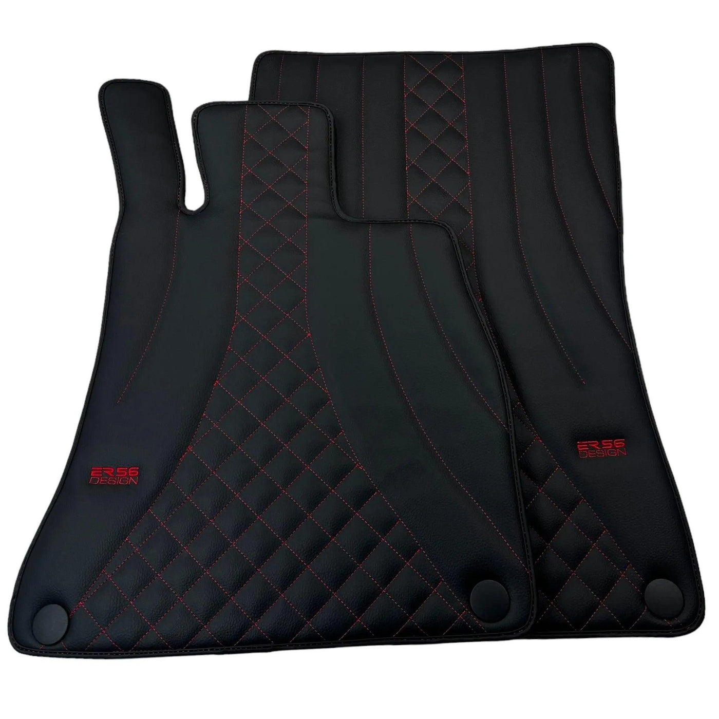 Black Leather Floor Mats For Mercedes Benz E-Class S213 Estate (2020-2023) Hybrid | ER56 Design - AutoWin