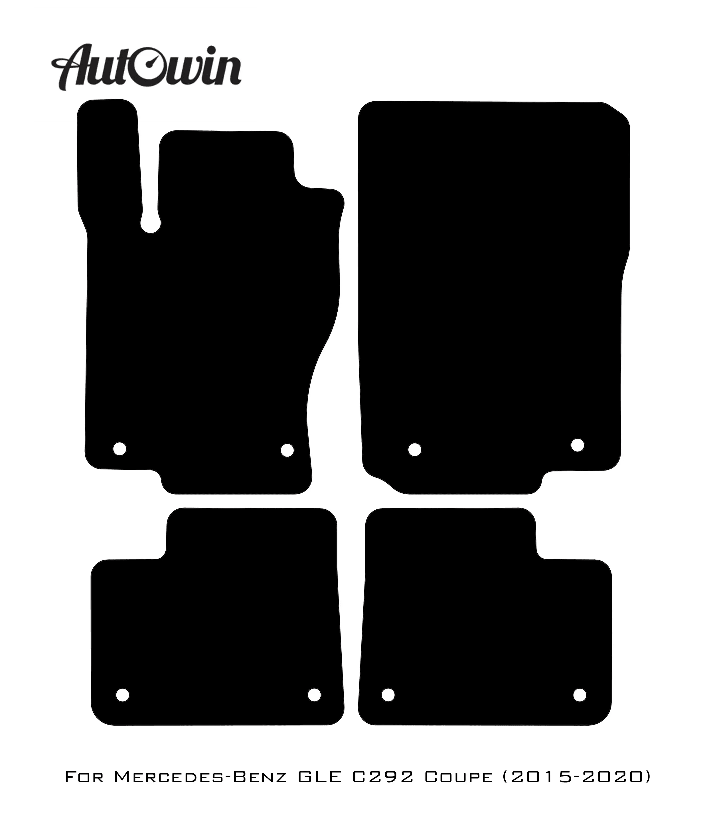 Black Leather Floor Mats For Mercedes Benz GLE-Class C292 Coupe (2015-2020) | ER56 Design - AutoWin