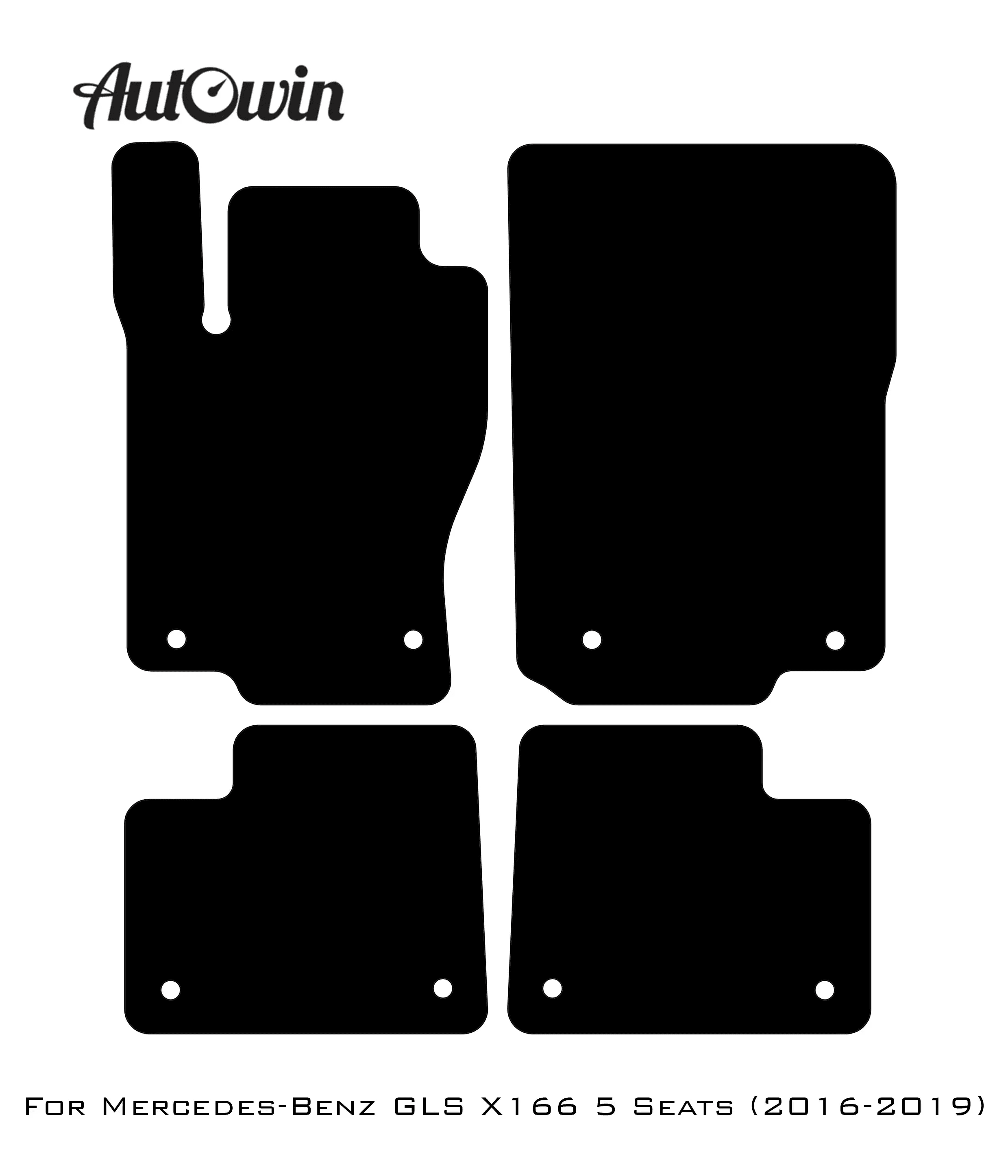 Black Leather Floor Mats For Mercedes Benz GLS-Class X166 (2016-2019) | ER56 Design - AutoWin