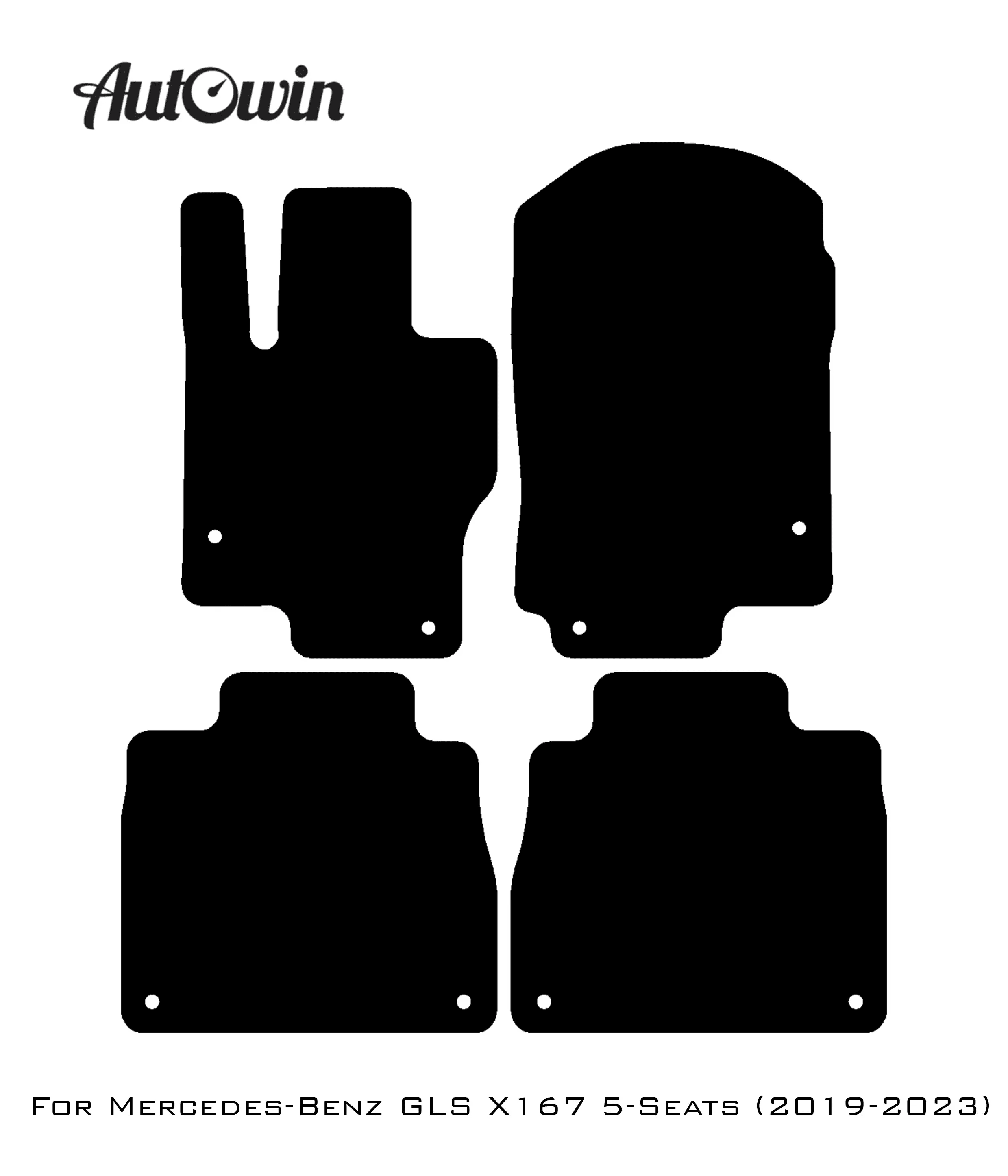 Black Leather Floor Mats For Mercedes Benz GLS-Class X167 (2019-2023) | ER56 Design - AutoWin