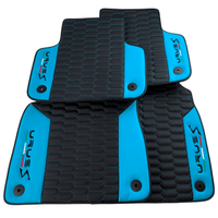 Black Leather Floor Mats for Lamborghini Urus S with Sky Blue Leather Accent